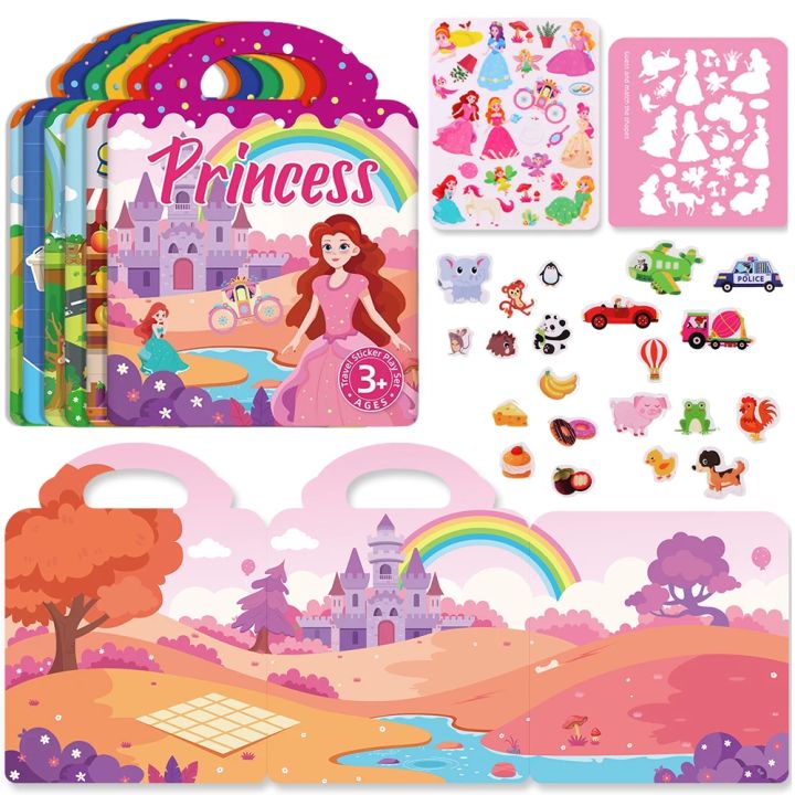 Kids' Reusable DIY Sticker Books Multi-Theme Bubble Sticker Jelly ...
