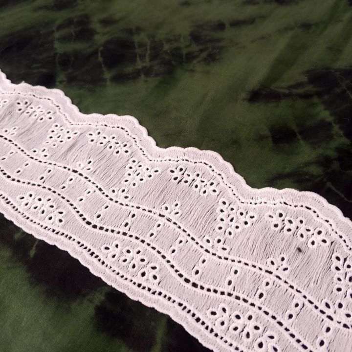 1 yard | white milky chicken Kari  lace for ladies dress | perfect match for casual dresses | make your dress more beautiful and elegant