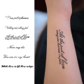 Sentence pattern, lasting 1-2 weeks waterproof, temporary tattoo stickers, realistic semi-permanent fake tattoos for the arms. 