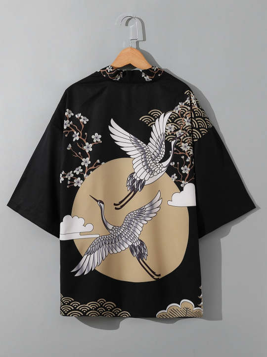 RANMARU%20KIMONO%20Men's%20Summer%20Short-sleeved%20Printed%20Shirt%20Shirt%20Fashion%20National%20Trend%20Harajuku%20Retro%20Cardigan%20and%20Clothing%20-%20Image%204