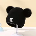 Autumn Winter Baby Warm Knitted Hats With Pom Kids Knit Beanie Hat Solid Color Children Hat For Boys Girls Accessories. 