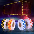 PVC Reflective Sticker Square Grid Checkered Pattern Reflector Tape Fluorescent Reflect Film for Truck Car Road. 