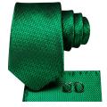Men Fashion Solid Green Blue Necktie Handkerchief Cufflinks Set for Tuxedo Accessory Classic Silk Luxury Tie for Man .