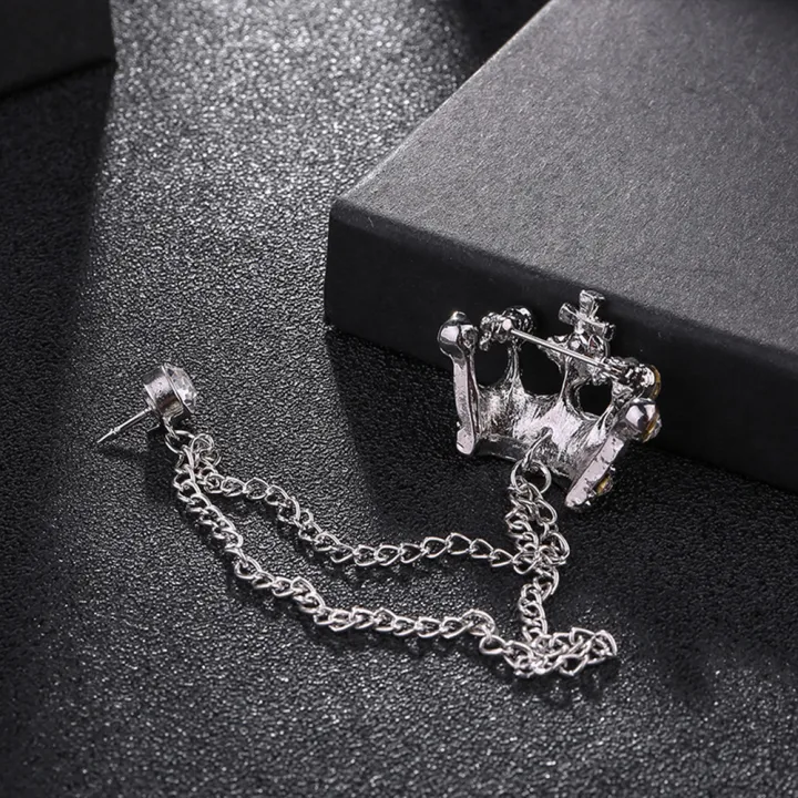Korean%20British%20Style%20Crown%20Bird%20Brooch%20Pin%20for%20Men%20with%20Tassel%20Chain,%20Gold%20and%20Silver,%20Zinc%20Alloy,%20Fashion%20Accessory%20-%20Image%203