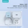 💯 Original Romoss 20w PD Single Type C Charger PD 20W Fast Charging USB-C Charger for iPad iPhone Type C Android Mobile Phones 3C Digital Products Charging Adapter. 
