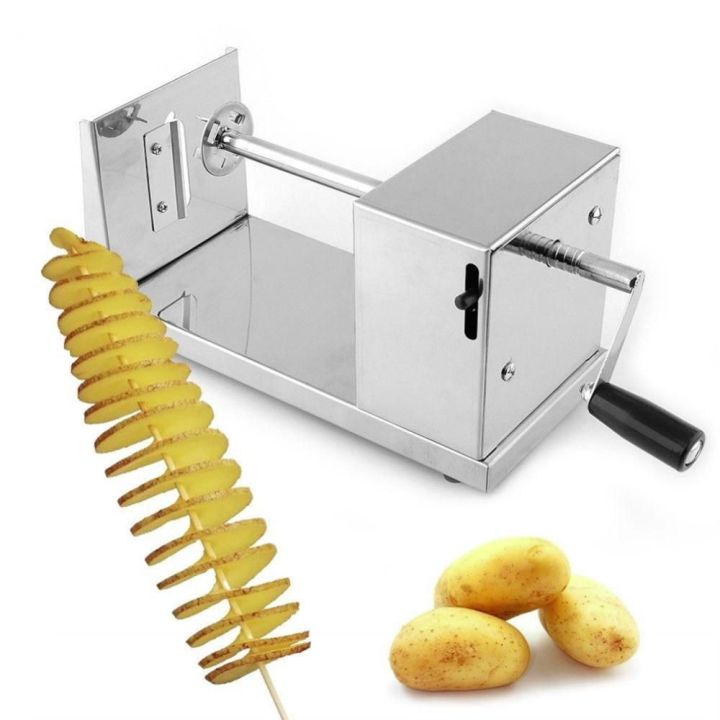 Tornado Potato Spiral Cutter, Manual Stainless Steel Potatoes Twister Slicer With 2 Extra Blades