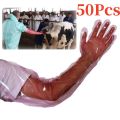 50Pcs Disposable Soft Plastic Vet Gloves Durable Disposable Farm Gloves Long Arm Veterinary Examination Rectal Examination. 