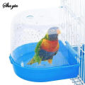 Plastic Bird Water Bath Box Bathtub Parrot For Parakeet Hanging Bowl.