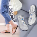 Casual Ladies Sandals Women's Flip Flops for Beach Lightweight and Casual Slippers for Outdoor Flat Bottomed Rhinestone Sandals. 