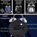 MKYOKO Loud Alarm Clock with Backlight Battery Operated Classic Retro Metal Twin Bell Travel Small Alarm Clocks for Kids Adults and Heavy Sleepers, Super Loud Alarm Clock for Heavy Sleepers,4 inches Twin Bell Alarm Clock with Backlight,Battery Operated,Si.