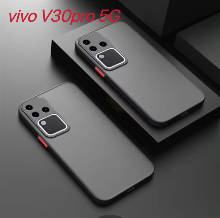 [Send from Thailand] Vivo v30pro 5G skin color button shockproof case, Vivo phone case, soft edge camera protective case, hard back