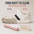 2-piece suede shoe cleaning kit, dry-use shoe cleaning eraser + soft bristle brush, waterless stain remover for nubuck sneakers. 