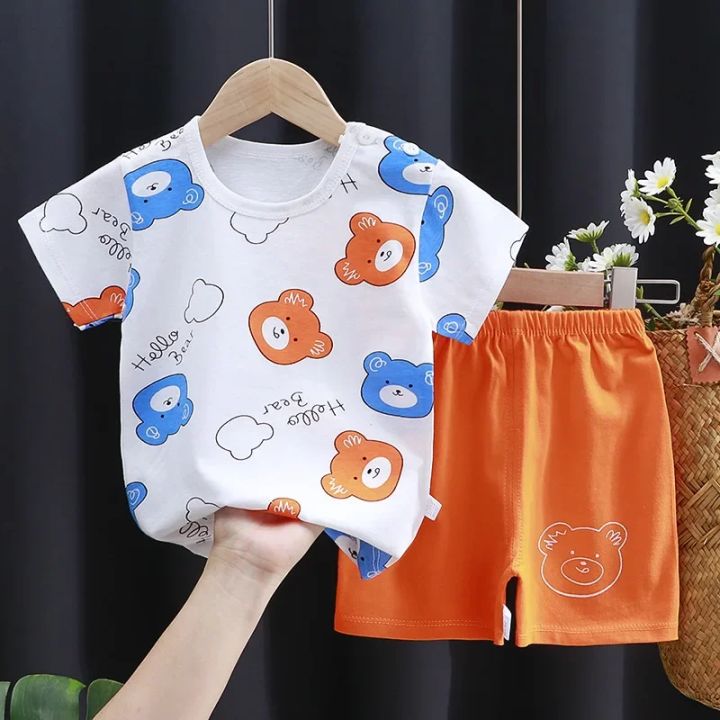 Cartoon%20Printed%20Clothing%20Pure%20Cotton%20Home%20Clothes%202%20Piece%20Suits%20Toddler%20Fashion%20Cute%20Casual%20Tracksuits%20Contrast%20T-shirt+Shorts%20-%20Image%207