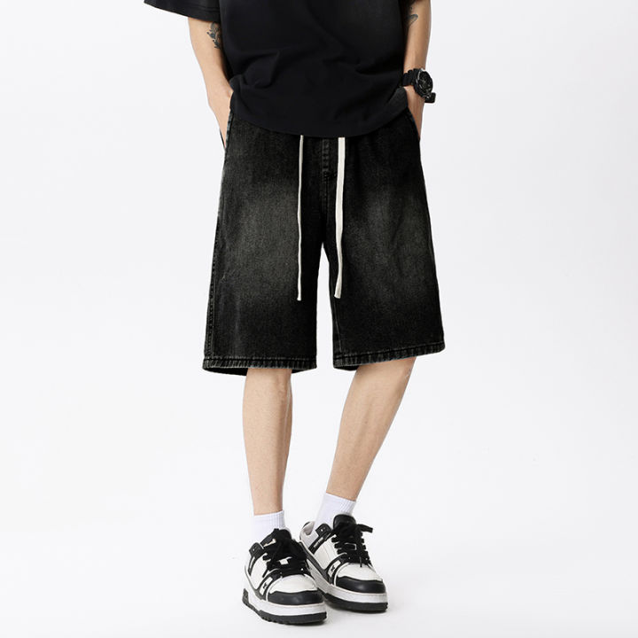 Casual%20Denim%20Shorts%20Men%20Elastic%20Waist%20Straight%20Comfortable%20Light%20Blue%20Soft%20Short%20Pants%20Baggy%20Wide%20Bermuda%20Male%20Jeans%20-%20Image%204