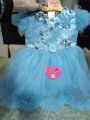 beautiful sky blue dress for girls with cancan attached fancy dresses for kids frock and trouser full suit for baby girl. 