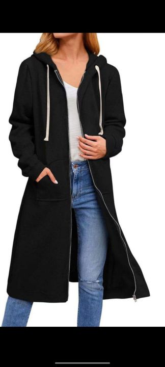 Women's Extra-Long Zipper Hoodie.