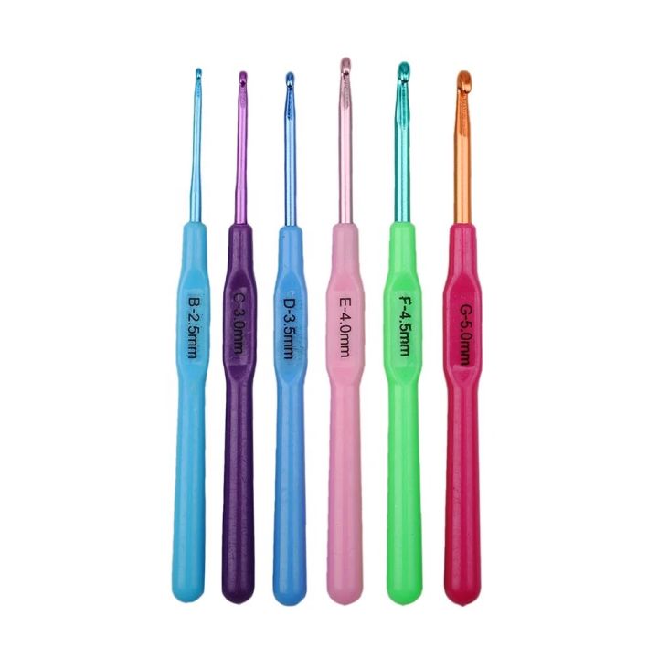 Plastic crochet hook set 6pcs Size 2.5mm-5mm