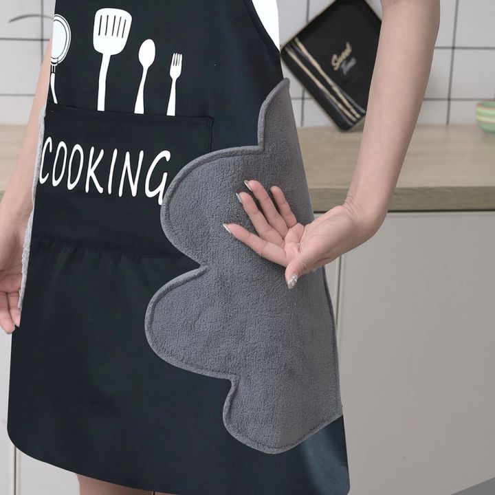 Kitchen%20Apron%20Waterproof%20Oil-Proof%20Apron%20For%20Woman%20Adjustable%20Household%20Cooking%20Bib%20With%20Pocket%20Hand-Wiping%20Clean%20Tool%20Accessory%20-%20Image%204