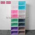 Small size! Shoe box size mini shoe box small round lid color open front. 