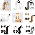 Fox Tail Fox Ears Set Plus Cute Paw Gloves Cosplay Animation Exhibition Halloween Party Animal Ears and Tail Set Plush Props.