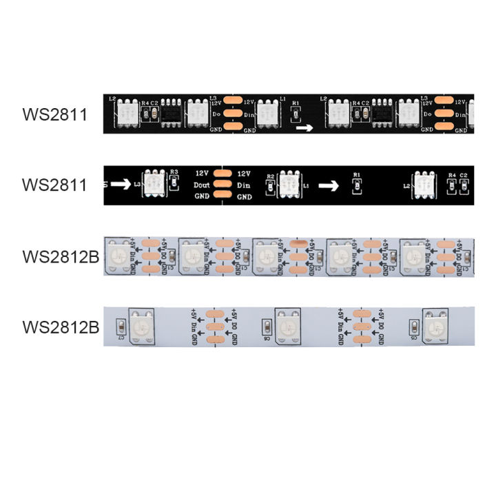 Ws 2811 WS2811 WS2812B 5050 RGB LED Strip Light 30/60LEDs/m Smart Individually ...