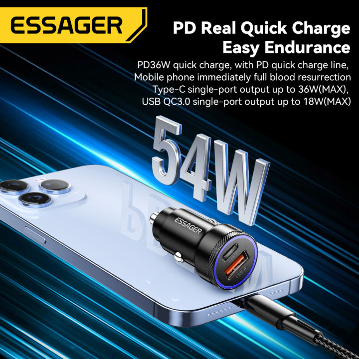 Essager%2054W%20USB%20Car%20Charger%205A%20Fast%20Charge%203.0%20QC%20%20SCP%20AFC%2030W%20USB%20Type%20C%20Quick%20Charging%20For%20%20poco%20iPhone%20%20%20-%20Image%202