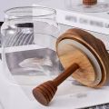 Honey Jar High Borosilicate Glass Sealed Tank Mixing Rod with Wooden Cover Transparent Honey Bottle Kitchen Storage Containers. 