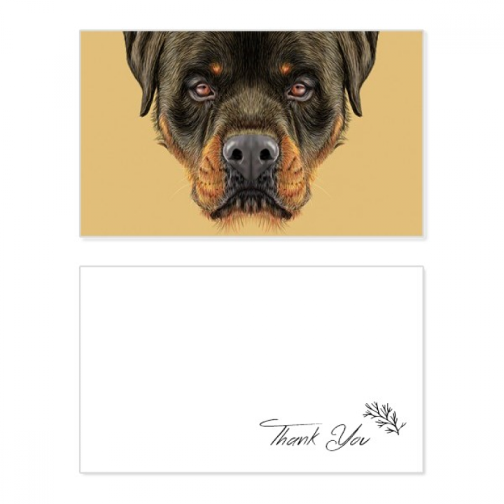 Black Ferocious Rottweiler Dog Pet Animal Thank You Card Birthday Paper ...