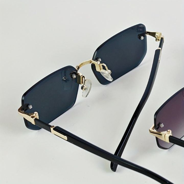 2%20Pairs%20of%20Frameless%20Minimalist%20Style%20Small%20Frame%20Fashionable%20Glasses%20Y2K%20Style%20Men's%20and%20Women's%20Decorative%20Sunglasses%20-%20Image%205