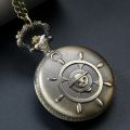 Retro Punk Pirate Captain Double Knife Quartz Pocket Watch with Necklace Chain Pendant Bracelet Gift for Male Men Vintage Clock. 