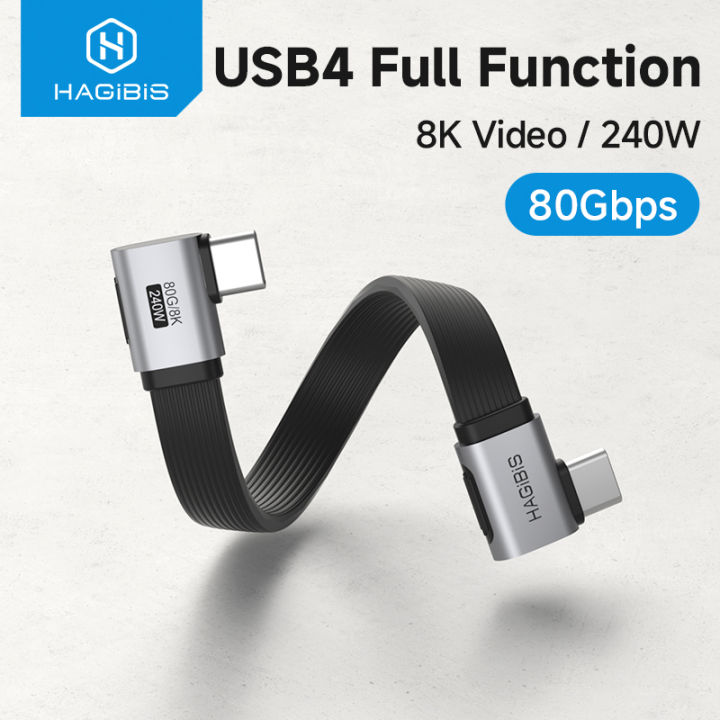 Hagibis USB C to USB C Cable Short 90 Degree Right Angle Type-C Fast Charging Cord L Shape for iPhone 17 Laptop Switch