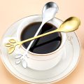 Creative Stainless Steel Leaves Spoon and Fork Gold Silver Coffee Ice Cream Tea Stirring Spoons Kitchen Tableware Decoration.