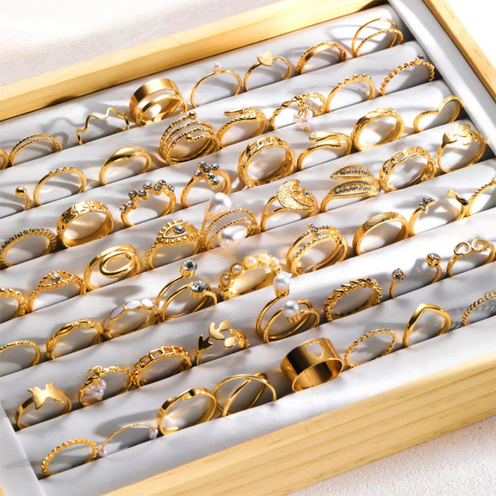 Vintage%20Elegant%2066%20Piece%20Fashion%20Ring%20Set%20Gold%20Color%20Pearl%20Geometric%20Rings%20Design%20for%20Women%20Daily%20Party%20Wear%20Jewelry%20Gifts%202024%20-%20Image%202