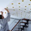 3D Peel & Stick Foam Wall Panels, 6 Sheets Cover 30 sq feet, Self Adhesive Decorative Wallpaper for Living Room Wall Decoration, Gold. 
