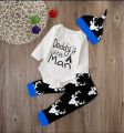 Romper And Pajama Trouser With Cap 3 Pieces Set Daddy's Little Man Printed  Full Sleeve Tee Top's Clothes sets Dresses outfit. 
