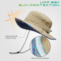 UPF 50+ Foldable Sun Hat Patterned Under Brim Bucket Hats for Summer Hiking Fishing Beach Safari Men Women.