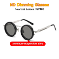 ND Dimming Glasses Polarized Sunglasses Men Women Round Retro Punk Driving Eyeglasses Outdoor Shades UV400 Adjustable Eyewear.