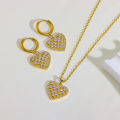 Cute Romantic Zircon Crystal Heart Necklace Earrings For Women Top Luxury 18K Gold Plated Stainless Steel Jewelry Set Female. 