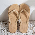 Women's Summer Beach Vacation Round-Toe Comfortable Open-Toe Waterproof Non-Slip Flat Flip-Flops, Casual Home-Style Flip-Flops. 