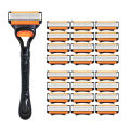 6-layer Manual Razor Set, 1 Handle With4/8/12/16/24 Refills Stainless Steel Manual Shave Razors For Daily Face Care.