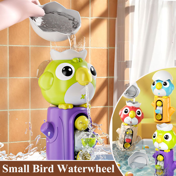 Waterwheel Bath Toy for Children Bird Shape Kids Water Game Play in Bathroom Toddler Shower  with Suction Cup