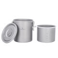 Boundless Voyage 1.4L Titanium Pot Rice Cooker Set Ultralight Camping Cookware for Outdoor, Hiking, Travelling Cooking W-Ti2093c.