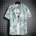 Hawaiian beach shirts Men's short-sleeved casual shirts Seaside vacation quick-drying clothes Loose floral tops. 