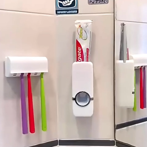 Automatic Toothpaste Dispenser With Toothbrush Holder for Wall Mounted ...