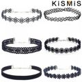 KISMIS 6Pcs/Set Black Lace Chokers Necklace Set Vintage Gothic Punk Elastic Necklace Women'S Jewelry 1Sets. 