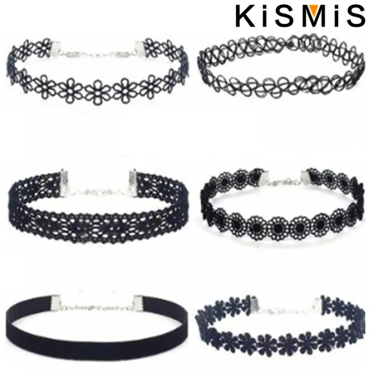 KISMIS%206Pcs/Set%20Black%20Lace%20Chokers%20Necklace%20Set%20Vintage%20Gothic%20Punk%20Elastic%20Necklace%20Women'S%20Jewelry%201Sets%20-%20Image%206