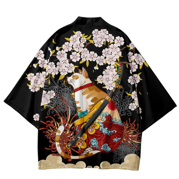 Japanese%20Cat%20Kimono%20Haori%20Cardigan%20Sakura%20Pattern%20Ukiyo-e%20Style%20Open%20Front%20Streetwear%20Harajuku%20Coat%20For%20Cosplay%20Party%20Tops%20-%20Image%204