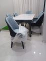 four seater dinig table set, marble top textured dinig table top, valvet up. 