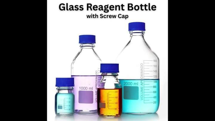 Media Bottle Reagent Culture Bottle Borosilicate Type Glass with Blue Screw Cap & White Graduations Heat Resistant Transparent Glass Lab Media Bottle for Learning Educational & Science Projects 10ml 25ml 50ml 100ml 250ml 500ml 1000ml 2000ml 5000ml 10000ml
