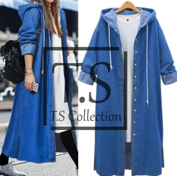 DENIM LONG COAT STRETCHABLE JEANS FEBRIC DRESS FOR GIRLS
